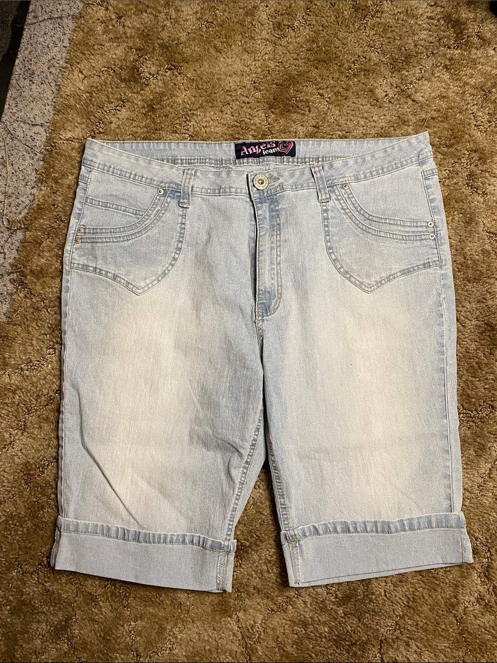 Angels‎ Jeans Woman’s Light Wash Cropped Bermuda Shorts Style Plus Size 24